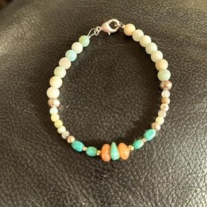 Genuine stone bracelet with sterling findings
